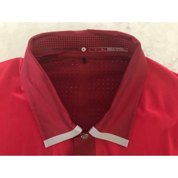 NIKE TIGER WOODS Collection Polo Golf Shirt Mens Large Red Burgundy Dri-Fit - Picture 3 of 8